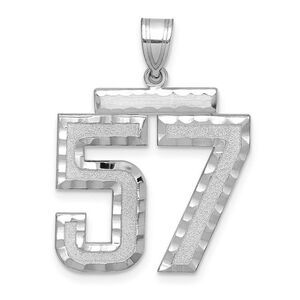14k White Gold, Varsity Collection, Large D/C Pendant, Number 57